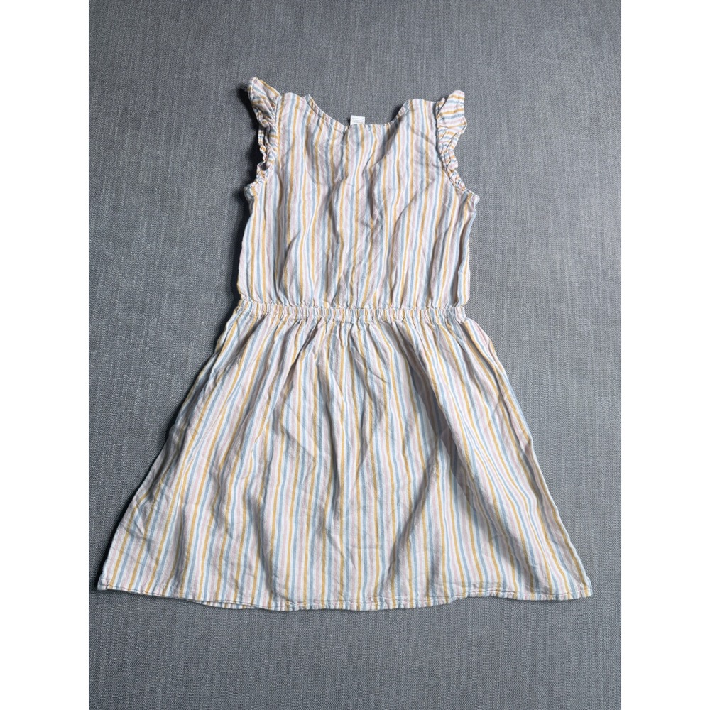 OshKosh Bgosh Girls Size 10 Striped Sleeveless Ruffle Button Front Dress Pastel - Picture 3 of 3